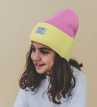Lil'Boo copenhagen Hue - Strik - Hygge Beanie - Pink/yellow