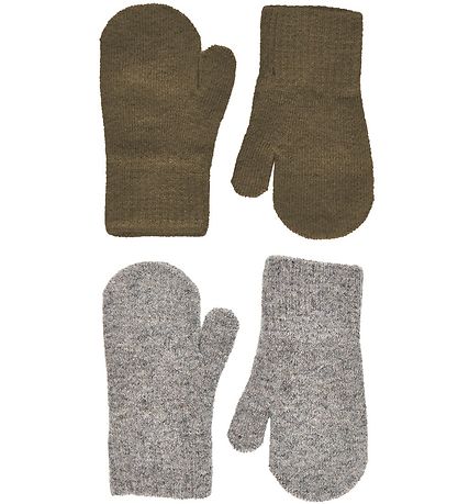 CeLaVi Mittens - Wool/Nylon - 2-pack - Military Olive/Grey Melan CeLaVi Mittens - Wool/Nylon - 2-pack - Military Olive/Grey Melan
