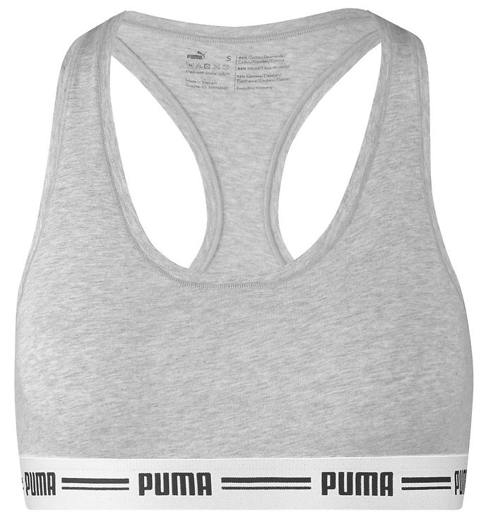 Puma BH Iconic Racer Back Bra Grå X-Small Dame