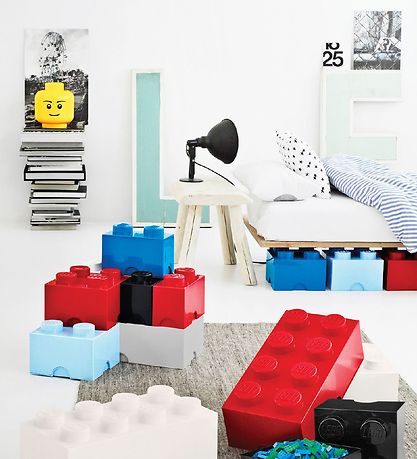 LEGO® Storage Opbevaringsboks - 4 Knopper - 25x25x18 - Lyseblå