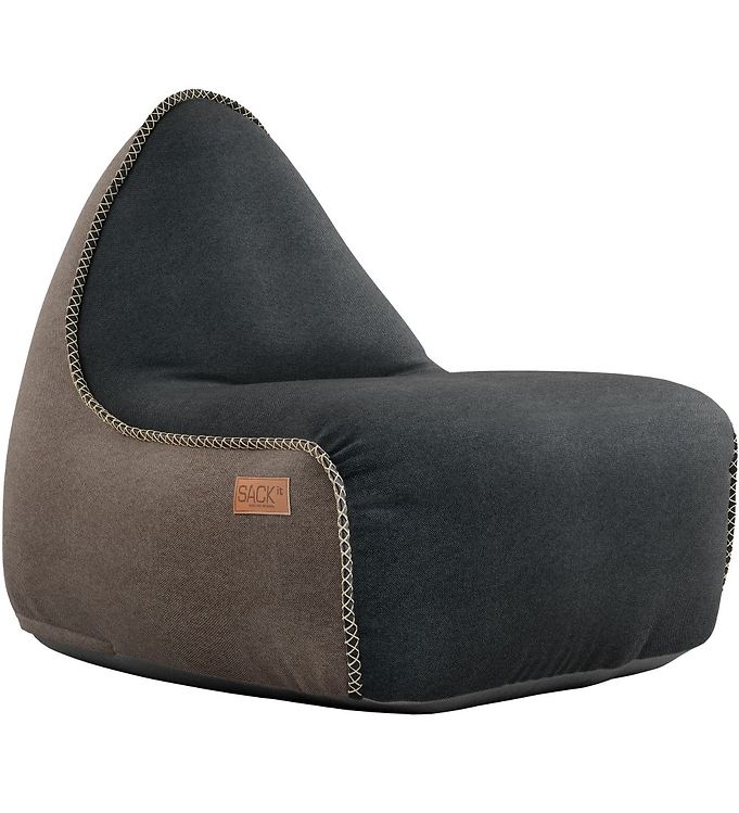 SACKit Sækkestol - Canvas Lounge Chair - 96x80x70 cm - Sort/Brun