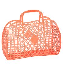 Sun Jellies Stor Foldekurv - Retro - 37x30x11 cm - Neon Orange