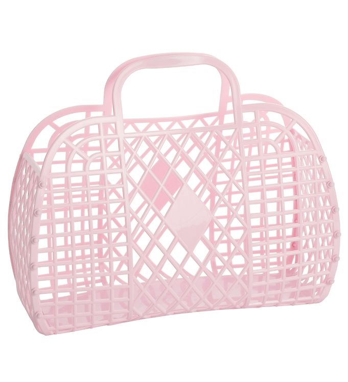 Sun Jellies Stor Foldekurv - Retro - 37x30x11 cm - Pink