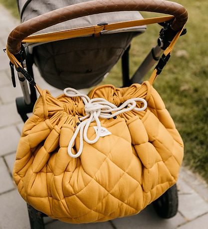 Play&Go Legetøjstæppe - Ø120 - Soft Organic - Mustard Chai Tea