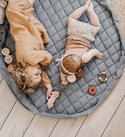 Play&Go Legetøjstæppe - Ø120 - Soft Organic - Dusty Blue Play&Go Legetøjstæppe - Ø120 - Soft Organic - Dusty Blue