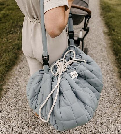 Play&Go Legetøjstæppe - Ø120 - Soft Organic - Dusty Blue Play&Go Legetøjstæppe - Ø120 - Soft Organic - Dusty Blue