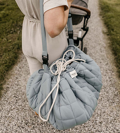 Play&Go Legetøjstæppe - Ø120 - Soft Organic - Dusty Blue