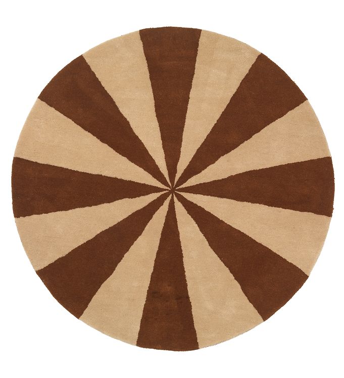 ferm Living Gulvtæppe - Uld - Ø: 130 cm - Brick/Hvid