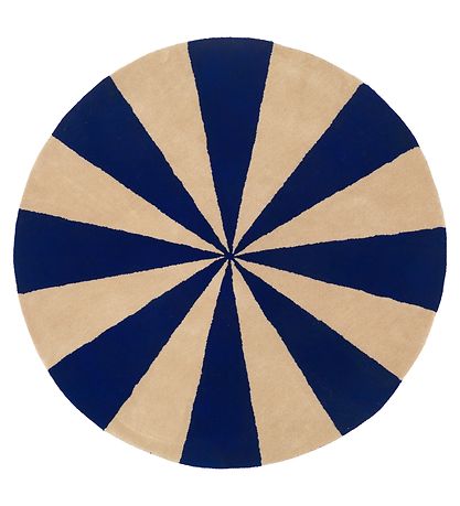 ferm Living Gulvtæppe - Uld - Ø: 130 cm - Blå/Hvid ferm Living Gulvtæppe - Uld - Ø: 130 cm - Blå/Hvid