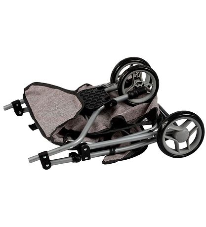 MaMaMeMo Dukke Tvillinge Klapvogn - Grå