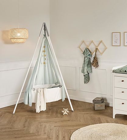 Leander Classic Vugge m. Madras - 83x50x30 cm - Hvid