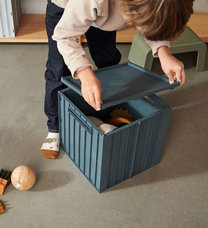 Liewood Foldekasse m. Låg - 30,5x32x31,5 cm - Elijah - Whale Blu