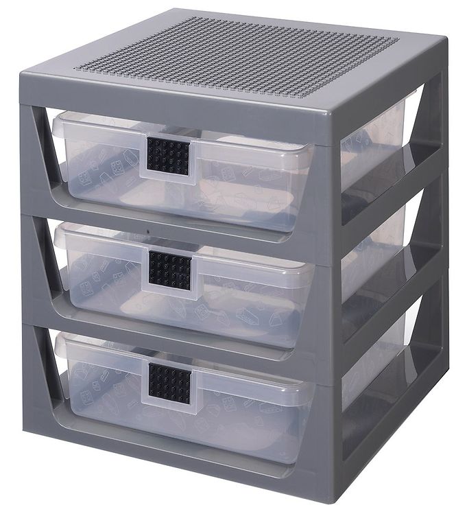 LEGO® Storage Opbevaring m. 3 skuffer - 32x34x37 - Grå