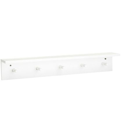 Kids Concept Hylde m. Knager - 60x10 cm - Træ - Hvid Kids Concept Hylde m. Knager - 60x10 cm - Træ - Hvid