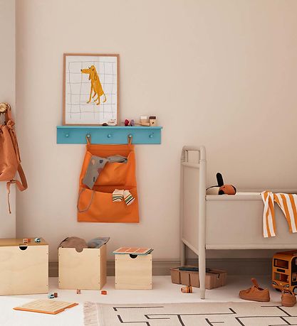 Kids Concept Hylde m. Knager - 60x10 cm - Træ - Turqoise