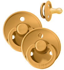 Bibs Colour Sutter - Str. 2 - 2-pak - Rund - Mustard Bibs Colour Sutter - Str. 2 - 2-pak - Rund - Mustard