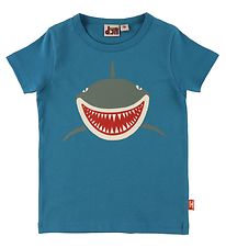 DYR T-shirt - Growl - Dusty Blue w. Shark