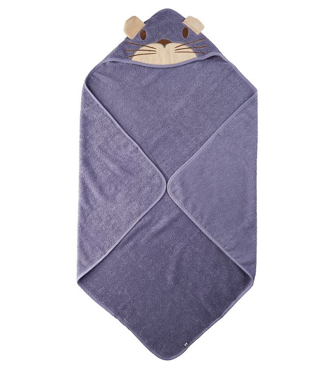 Pippi Baby Babyhåndklæde – 83×83 cm – Lavendel m. Kat