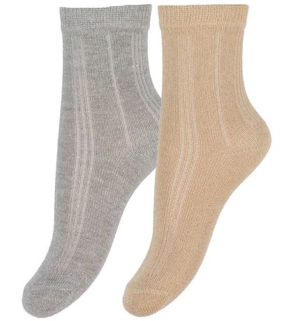 Minymo Ankelstrumpor - 2-pack - Pale Gold/Silver Minymo Ankelstrumpor - 2-pack - Pale Gold/Silver