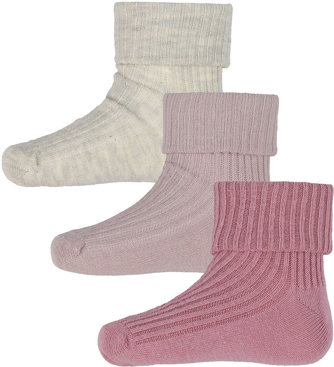 Minymo Strømper - 3-pak - Rib - Rosa Smoke