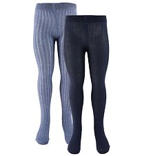 Minymo Strømpebukser - 2-pak - Solid Rib - Navyblå/Blåmeleret Minymo Strømpebukser - 2-pak - Solid Rib - Navyblå/Blåmeleret