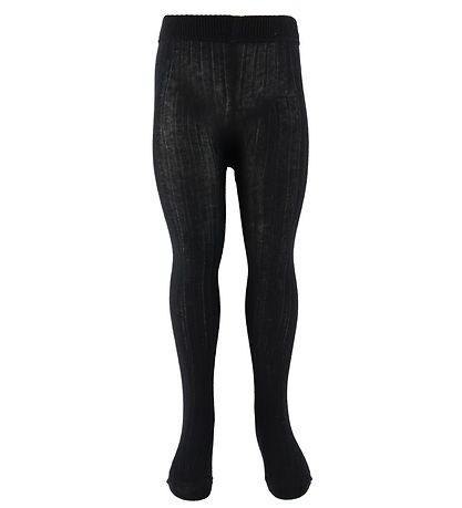 Minymo Strømpebukser - 2-pak - Solid Rib - Sort/Gråmeleret