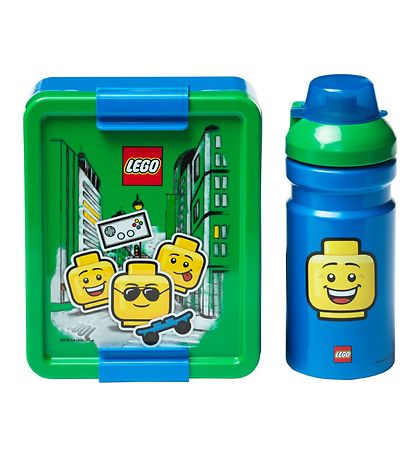 LEGO® Storage Madkasse/Drikkedunk - Iconic Boy - Grøn/Blå LEGO® Storage Madkasse/Drikkedunk - Iconic Boy - Grøn/Blå