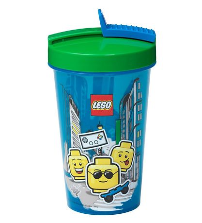 LEGO® Storage Drikkedunk m. Sugerør - 500 ml - Iconic Boy - Brig