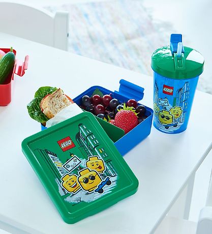 LEGO® Storage Drikkedunk m. Sugerør - 500 ml - Iconic Boy - Brig