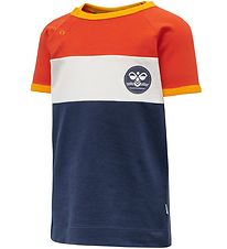 Hummel T-shirt - hmlAnton - Orange/Navy Hummel T-shirt - hmlAnton - Orange/Navy