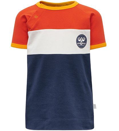 Hummel T-shirt - hmlAnton - Orange/Navy Hummel T-shirt - hmlAnton - Orange/Navy
