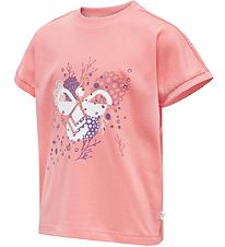 Hummel T-shirt - hmlAtlantis - Coral w. Print