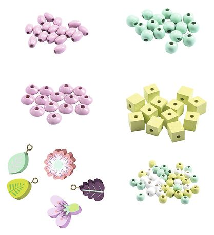 Djeco Træperler - 450 stk. - Blomster og Planter Djeco Træperler - 450 stk. - Blomster og Planter