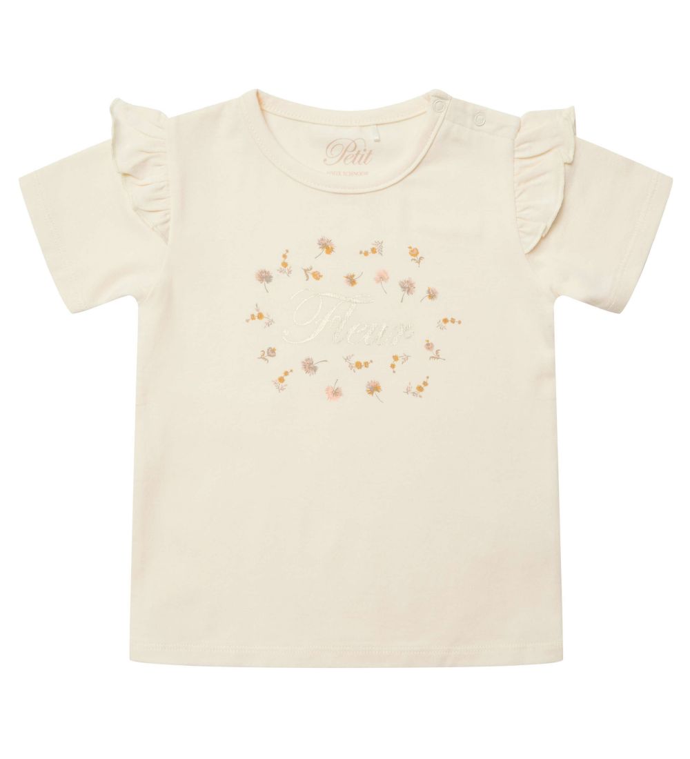 Petit by Sofie Schnoor T-Shirt - Penelope - Off White m. Blume - Sofie Schnoor - 56 - T-Shirts