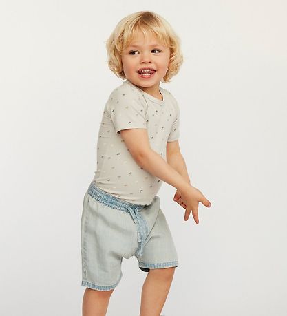 Petit by Sofie Schnoor Body k/æ - Aske - Lyseblå m. Palmer