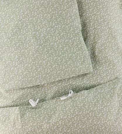 Nørgaard Madsens Sengetøj - Baby - Minrgrøn m. Blomster