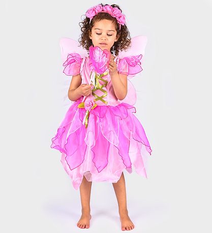 Den Goda Fen Kostüm - Feenkleid m. Flügel/Zauberstab - Pink Den Goda Fen Kostüm - Feenkleid m. Flügel/Zauberstab - Pink
