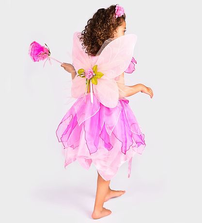 Den Goda Fen Kostüm - Feenkleid m. Flügel/Zauberstab - Pink Den Goda Fen Kostüm - Feenkleid m. Flügel/Zauberstab - Pink