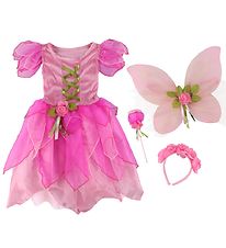 Den Goda Fen Costume - Fairy Dress w. Wings/Magic Wand - Rose Den Goda Fen Costume - Fairy Dress w. Wings/Magic Wand - Rose