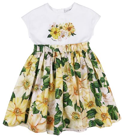 Dolce & Gabbana Kjole - Gul m. Blomster Dolce & Gabbana Kjole - Gul m. Blomster