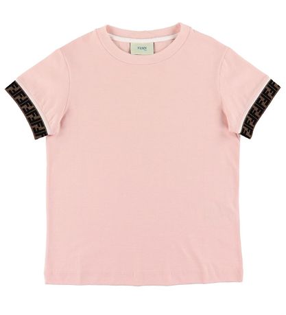 Fendi T-shirt - Rosa m. Logokanter Fendi T-shirt - Rosa m. Logokanter