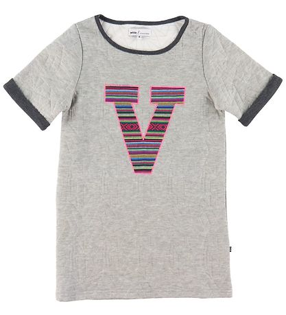 Hust and Claire Kjole - Wilde - Gråmeleret m. Broderi Hust and Claire Kjole - Wilde - Gråmeleret m. Broderi