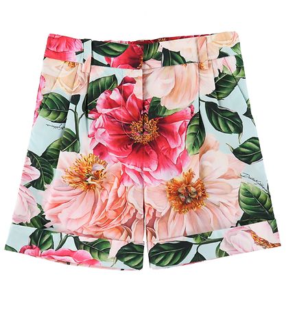 Dolce & Gabbana Shorts - Blau m. Rosa Blumen Dolce & Gabbana Shorts - Blau m. Rosa Blumen