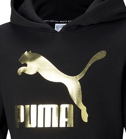 Puma Hættetrøje - Classics - Sort m. Guld Logo Puma Hættetrøje - Classics - Sort m. Guld Logo