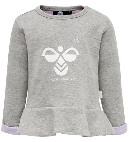Hummel Sweatshirt - hmlAlberte - Gråmeleret m. Print