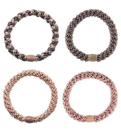 Kknekki Hårelastikker - 4-pak - Brun/Rosa Glimmer/Beige Glimmer Kknekki Hårelastikker - 4-pak - Brun/Rosa Glimmer/Beige Glimmer