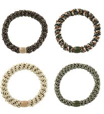 Kknekki Elastic Hair Bands - 4-Pack - Beige/Green/Brown Glitter Kknekki Elastic Hair Bands - 4-Pack - Beige/Green/Brown Glitter