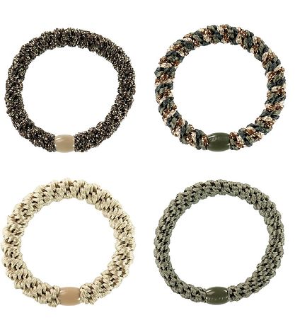 Kknekki Hårelastikker - 4-pak - Beige/Grøn/Brun Glimmer Kknekki Hårelastikker - 4-pak - Beige/Grøn/Brun Glimmer