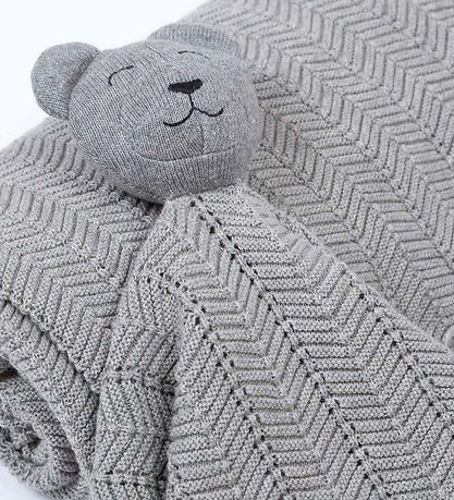 Smallstuff Nusseklud - 35x35 cm - Gråmeleret m. Bamse