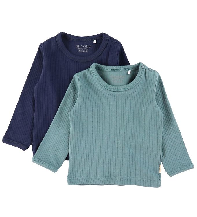 Minymo Børne Langærmet t-shirt i økologisk bomuld - Goblin Blue